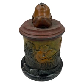 Antique Bronze And Marble Base For Flying Mercury-After Giambologna