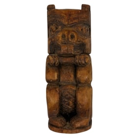 Vintage Hand Carved Wooden Totem-Style Figure Tribal Folk Art Effigy