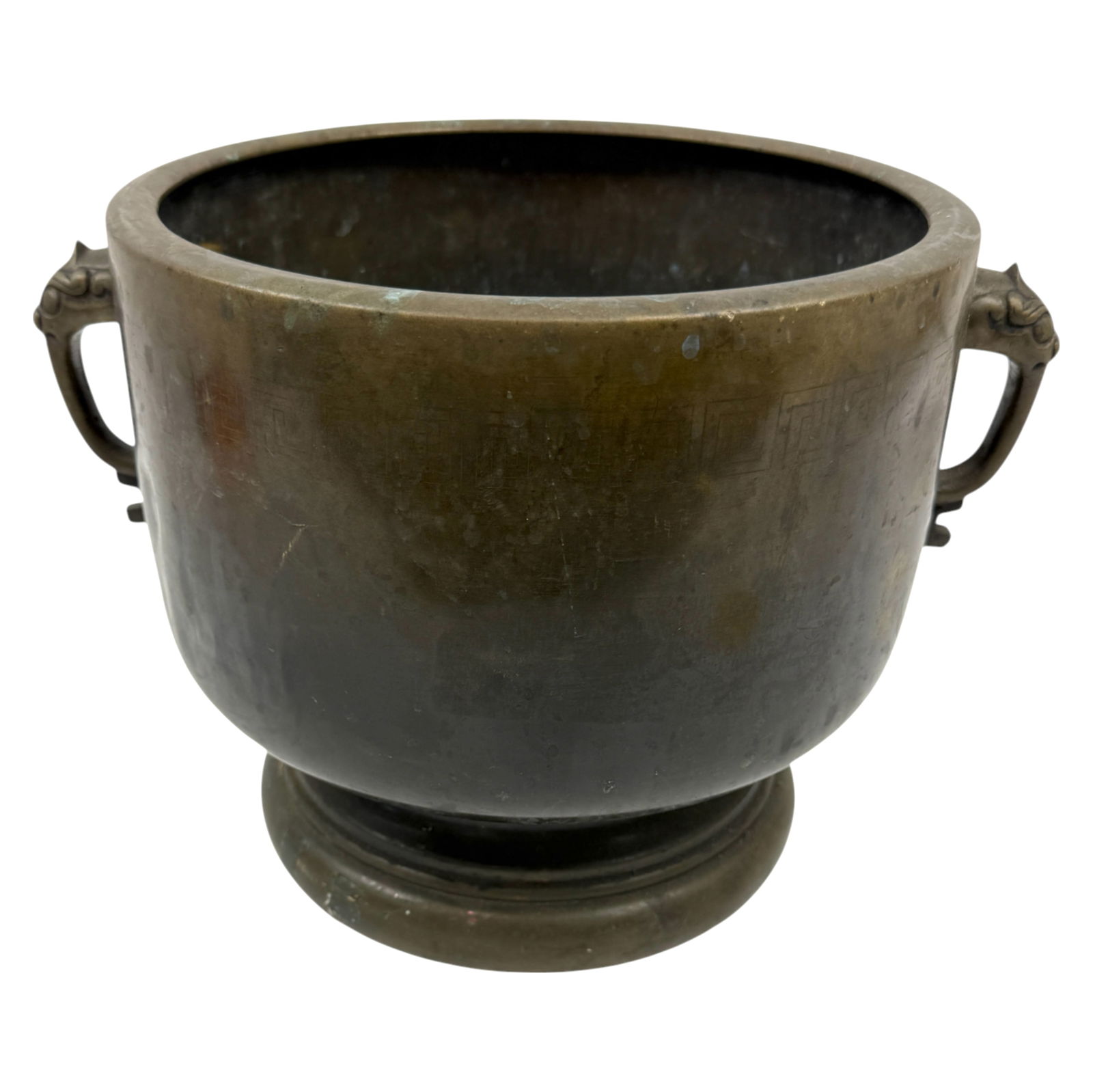 Antique Large Cinese Bronze Planter Pot With Stylized Animal Handles (1 of 3)