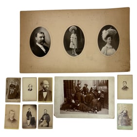 Antique 19th Century Black And White Photo Collection Of Photo Cards