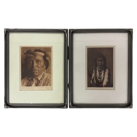 Vintage Framed Native American Portrait Photogravure By Edward S. Curtis, Early 20th Century Style S