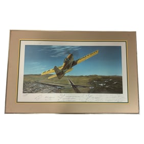 Vintage Aviation Art By Ross Buckland: Gentlemen, You Have A Race, Signed By R.A. "Bob" Hoover & Ro