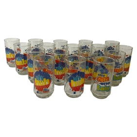 Vintage 1980s Diet Pepsi "You Got The Right One" Glass Cup Collection of 17 Glass Cups