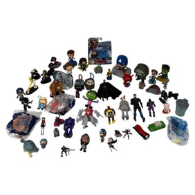 Vintage Assorted DC & Marvel Mini Figures And Toys