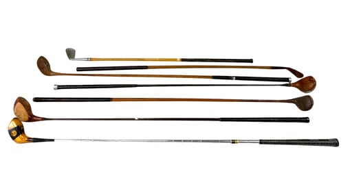 Vintage Wooden Golf Club Lot-Assorted Hickory Shaft, Irons & Woods
