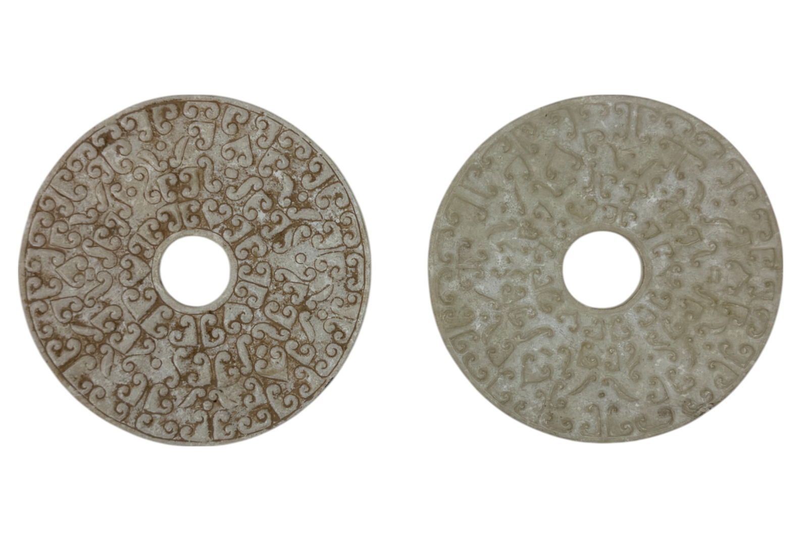 Antique Chinese Han Culural Heitian White Jade 7in Discs Lot of 2  (1 of 2)