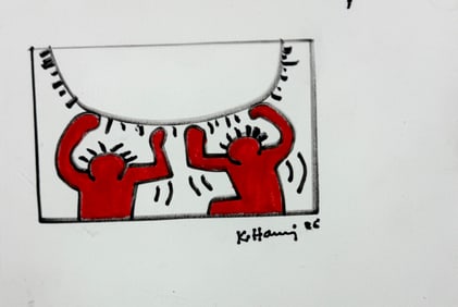Vintage Keith Haring Hand Drawning