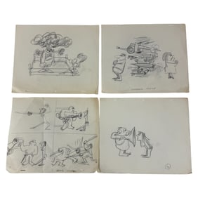 Vintage Hand Drawn 1970s Animation Storyboard Sketches lot