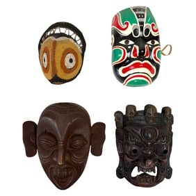 Vintage Collection Of Four Traditional And Tribal Art Masks