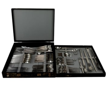 Rare Arne Jacobsen by A. Michelsen Danish Mid-Century Flatware 68 Pieces