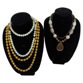 Lot Of Vintage Beaded Necklaces-Mixed Materials & Colors