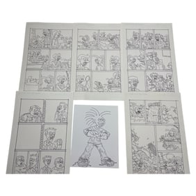 Addanac City Vintage Origional Animation Comic Art Story Board Lot Of 6