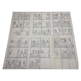 Addanac City Vintage Origional Animation Comic Art Story Board Lot Of 6