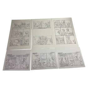 Addanac City Vintage Origional Animation Comic Art Story Board Lot Of 6