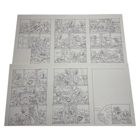 Addanac City Vintage Origional Animation Comic Art Story Board Lot Of 6