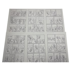 Addanac City Vintage Origional Animation Comic Art Story Board Lot Of 6