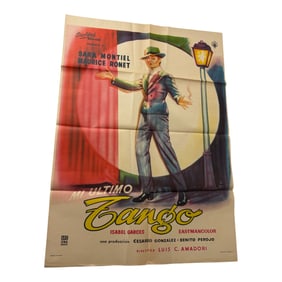 Vintage 1960s Mi Ultimo Tango Movie Poster Sara Montiel 26.25 in x 36.5 in