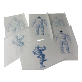 Vintage Signed Hand Drawn And Colored Pencil Sketch Of The Michelin Man Production