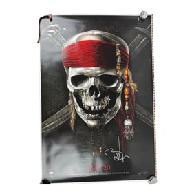 Vintage Johnny Depp Signed Pirates Of The Carribean Printers Proof Poster PSA DNA
