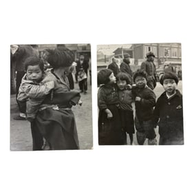 Vintage 1950s Origional Photos On Board Of Wandering Children After The Korean War