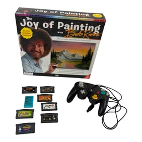 Vintage Bob Ross Dvd Set And GameCube Controller, And Several Nintendo DS GameBoy Advanced