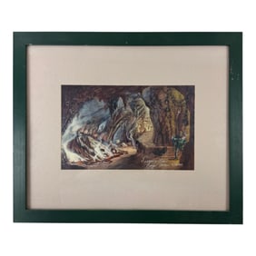 Vintage Dragon in Lair Design For FantasyLand Print By Brian Jowers 18 in x 22 in