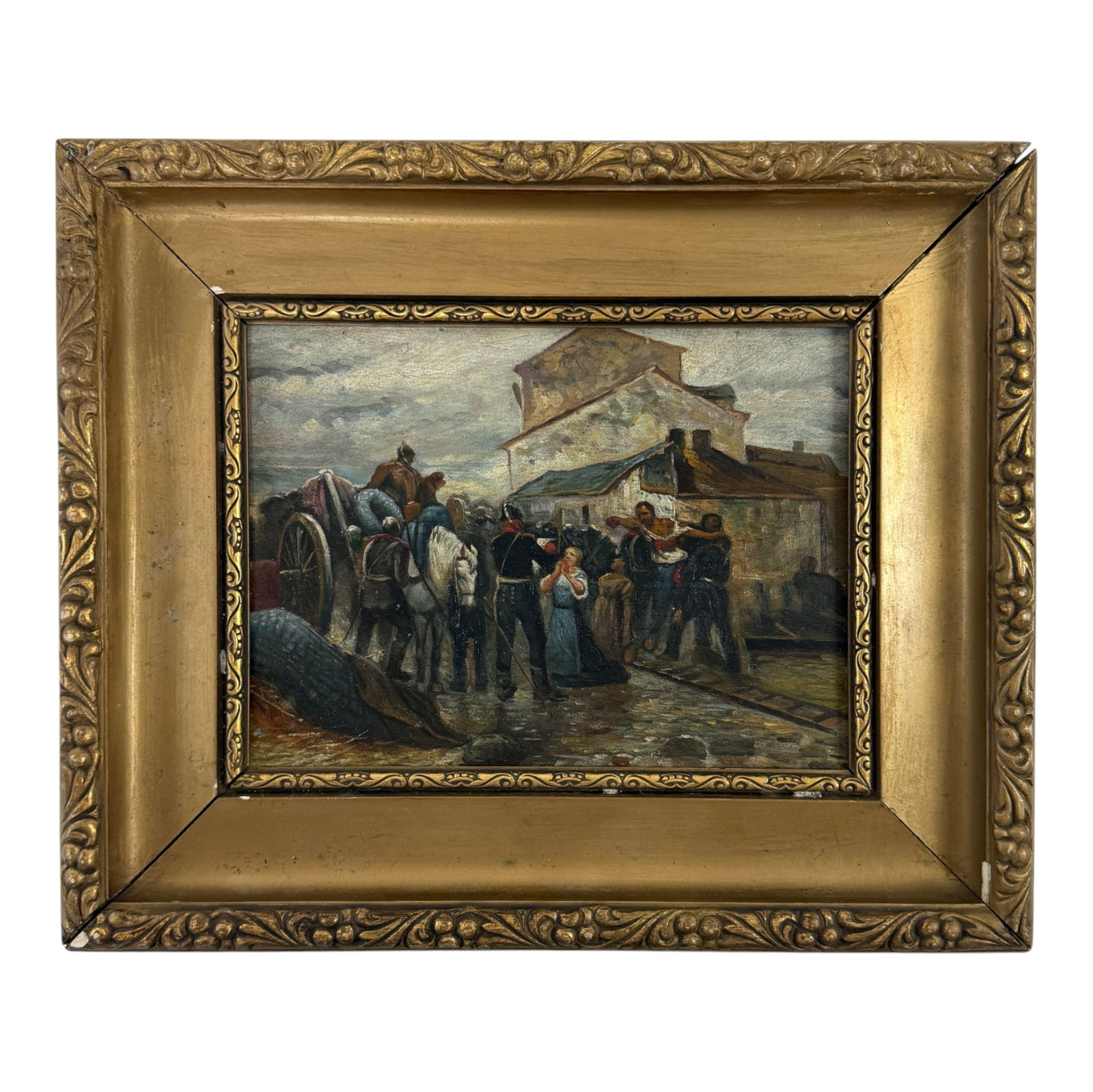 Vintage Napolean French Protest Painting On Wood Board (1 of 5)