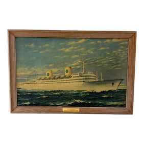 Vintage Painting Of The M.S Gripsholm Swedish American Line