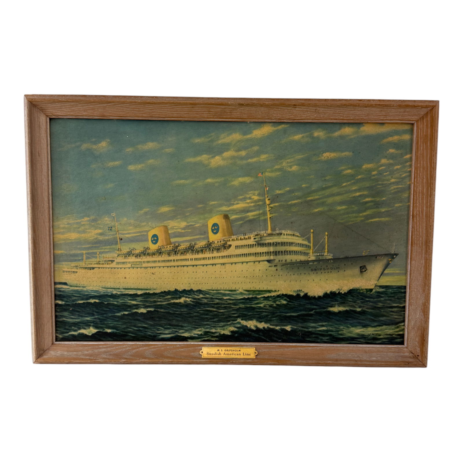 Vintage Painting Of The M.S Gripsholm Swedish American Line (1 of 3)