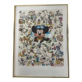 Vintage Disney Mickey Mouse 60 Years Anniversary Limited Edition Lithograph By Charles Bower #1189