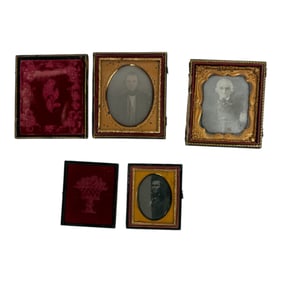 Antique Photo Lot Of 1840-1850s Daguerreotype Photos In Cases