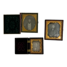 Antique Photo Lot Of 1840-1850s Daguerreotype Photos In Cases