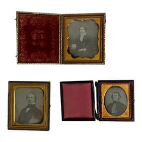 Antique Photo Lot Of 1840-1850s Daguerreotype Photos In Cases