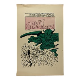Vintage Origional Limited Edition 71/80 Comic Book Art The Green Monster Fantastic Four Poster