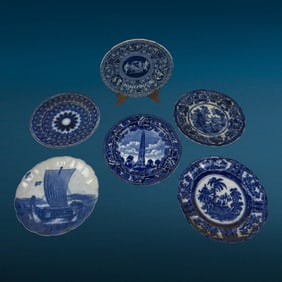 Antique Blue Porcelain Plate Lot