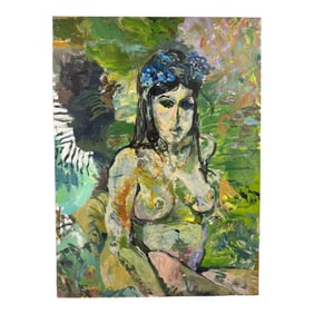 Vintage Erotica Painting On Canvas Signed Doniill