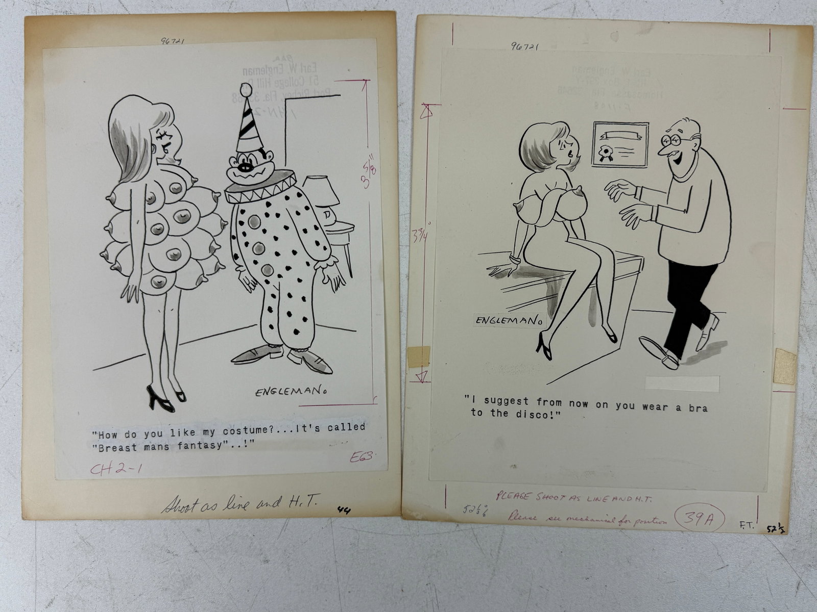 Vintage Earl Engleman Erotica Comic Illustrstion Art: Vintage Earl Engleman Erotica Comic Illustrstion Art 13 in x 10 in