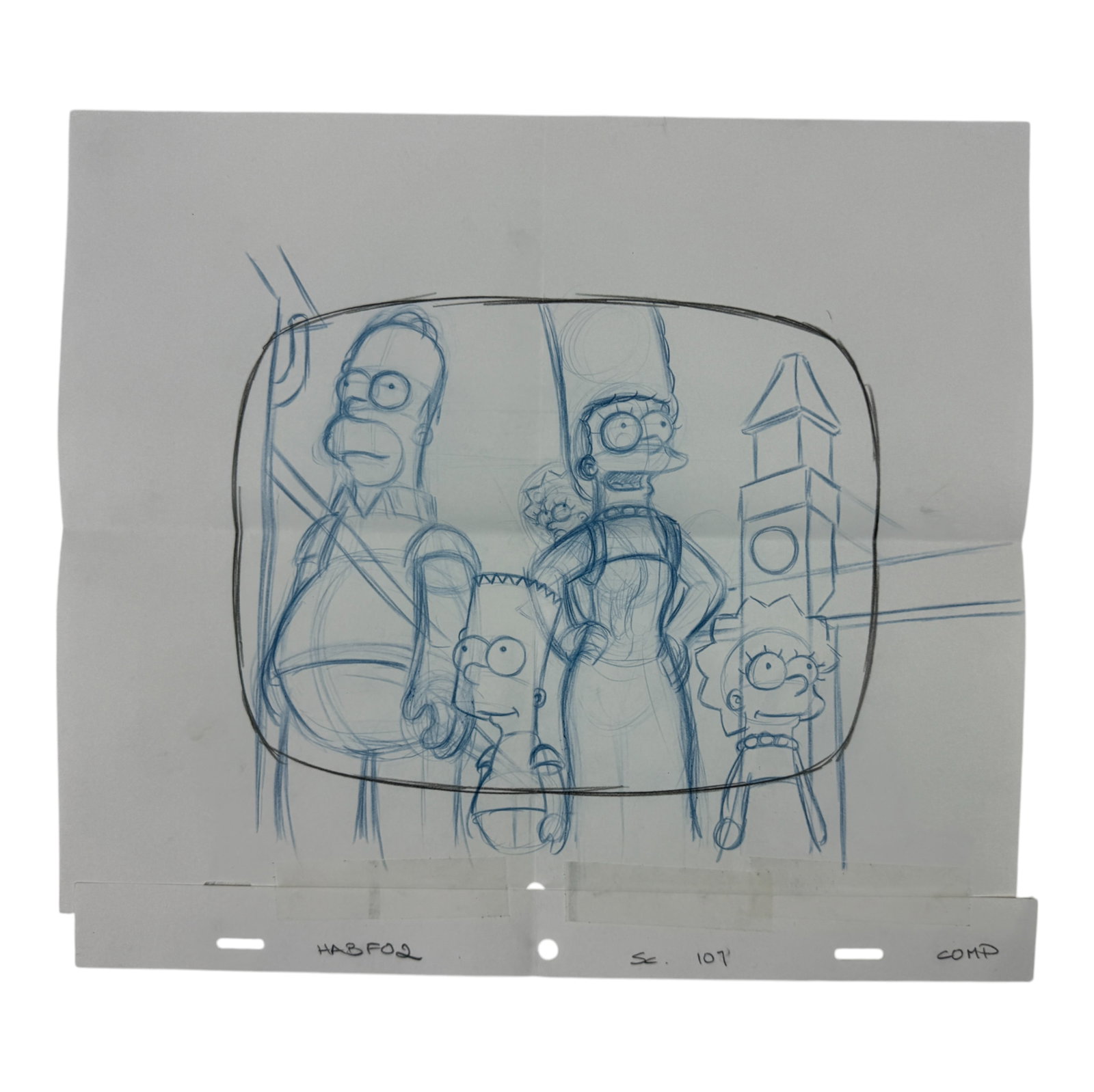 The Simpsons Original Hand Drawn Storyboard Animation Art: The Simpsons Original Hand Drawn Storyboard Animation Art. Size: 12 1/2" x 10".