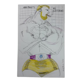Vintage Randy Coleman Signed & Dated Gay Male Interest Original Drawing Illustration Art 11" x 17"