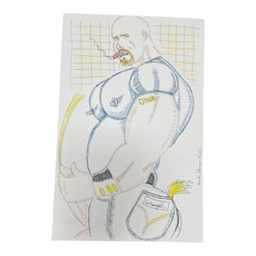 Vintage Randy Coleman Signed & Dated Gay Male Interest Original Drawing Illustration Art 11" x 17"