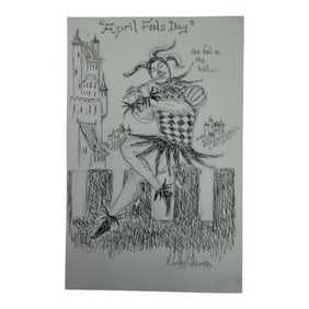 Vintage Randy Coleman Signed & Dated Gay Male Interest Original Drawing Illustration Art 11" x 17"