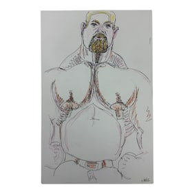 Vintage Randy Coleman Gay Male Interest Original Drawing Illustration Art 9" x 12"