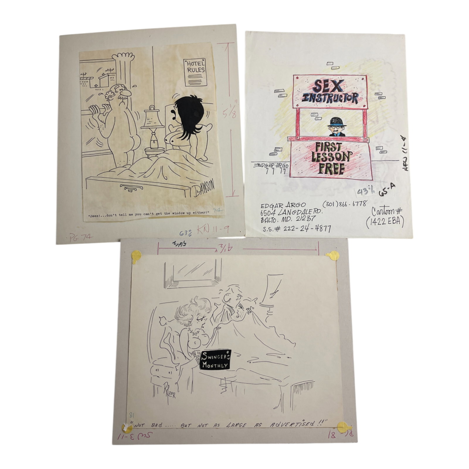 Vintage Erotica Comic Illustrstion Art Adam Magazine Production Storyboard: Vintage Erotica Comic Illustrstion Art Adam Magazine Production Storyboard 13 in x 10 in