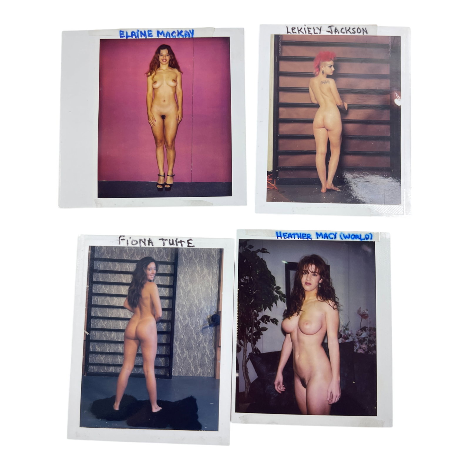 Vintage Nude Polaroid Erotica Burlesque Photo: Original vintage Polaroid photograph featuring an nude model, believed to be taken during a production shoot for a bondage-themed magazine. This unique piece captures raw, unfiltered imagery character