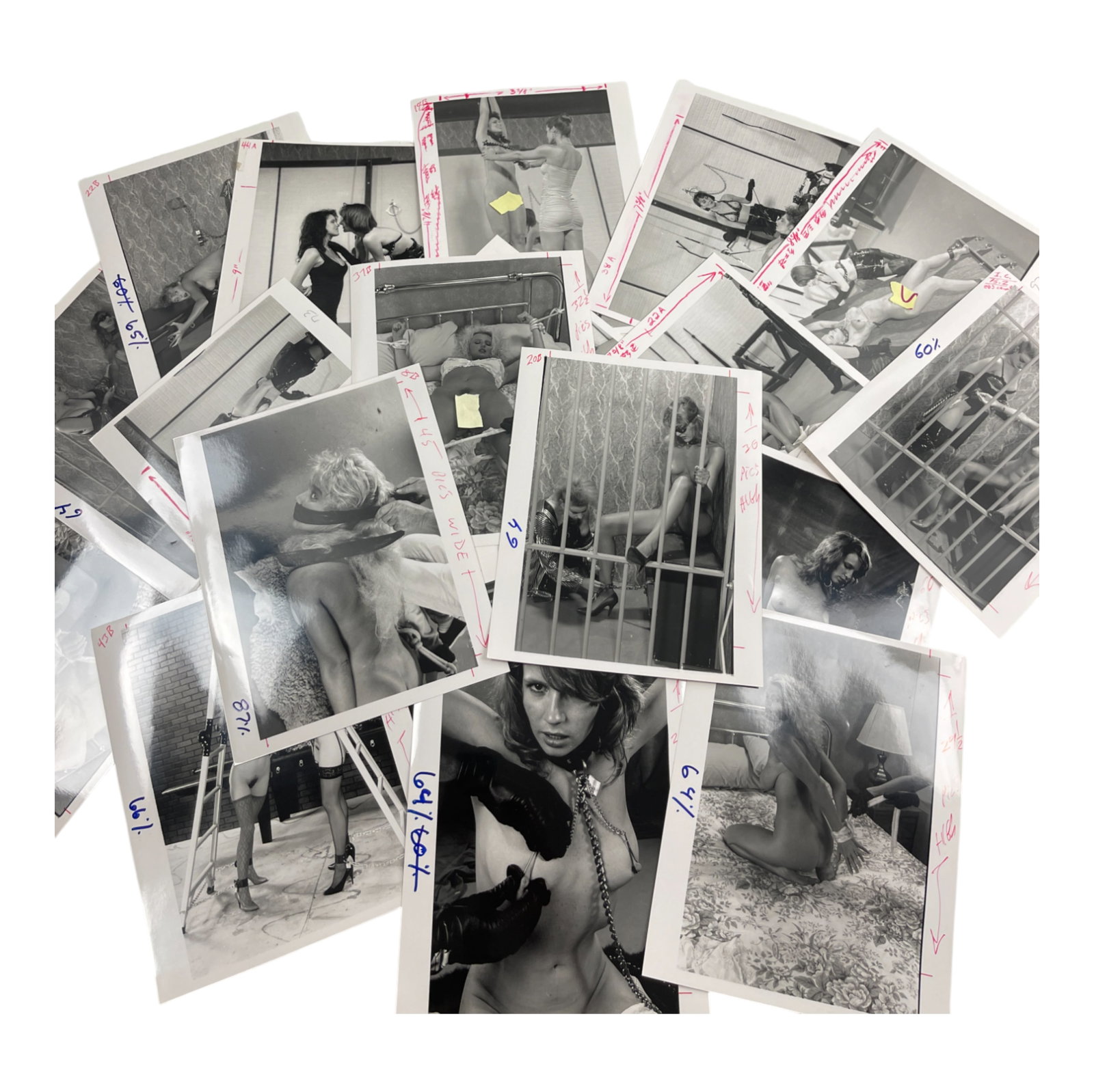 Vintage Nude Polaroid Erotica Burlesque Photo 8 in x 10 in: Original vintage photograph featuring an nude model, believed to be taken during a production shoot for a bondage-themed magazine. This unique piece captures raw, unfiltered imagery characteristic of 