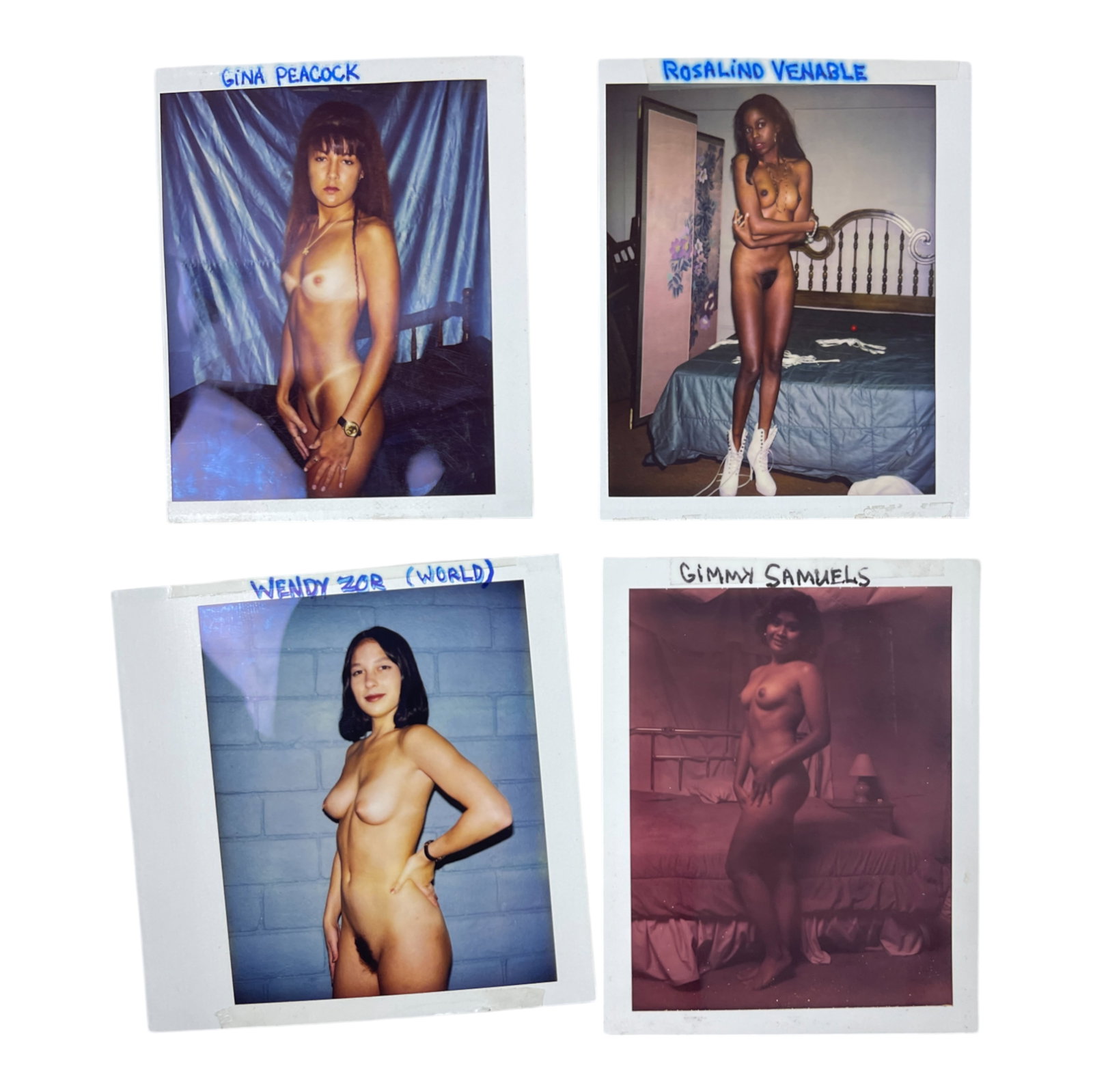 Vintage Nude Polaroid Erotica Burlesque Photo: Original vintage Polaroid photograph featuring an nude model, believed to be taken during a production shoot for a bondage-themed magazine. This unique piece captures raw, unfiltered imagery character