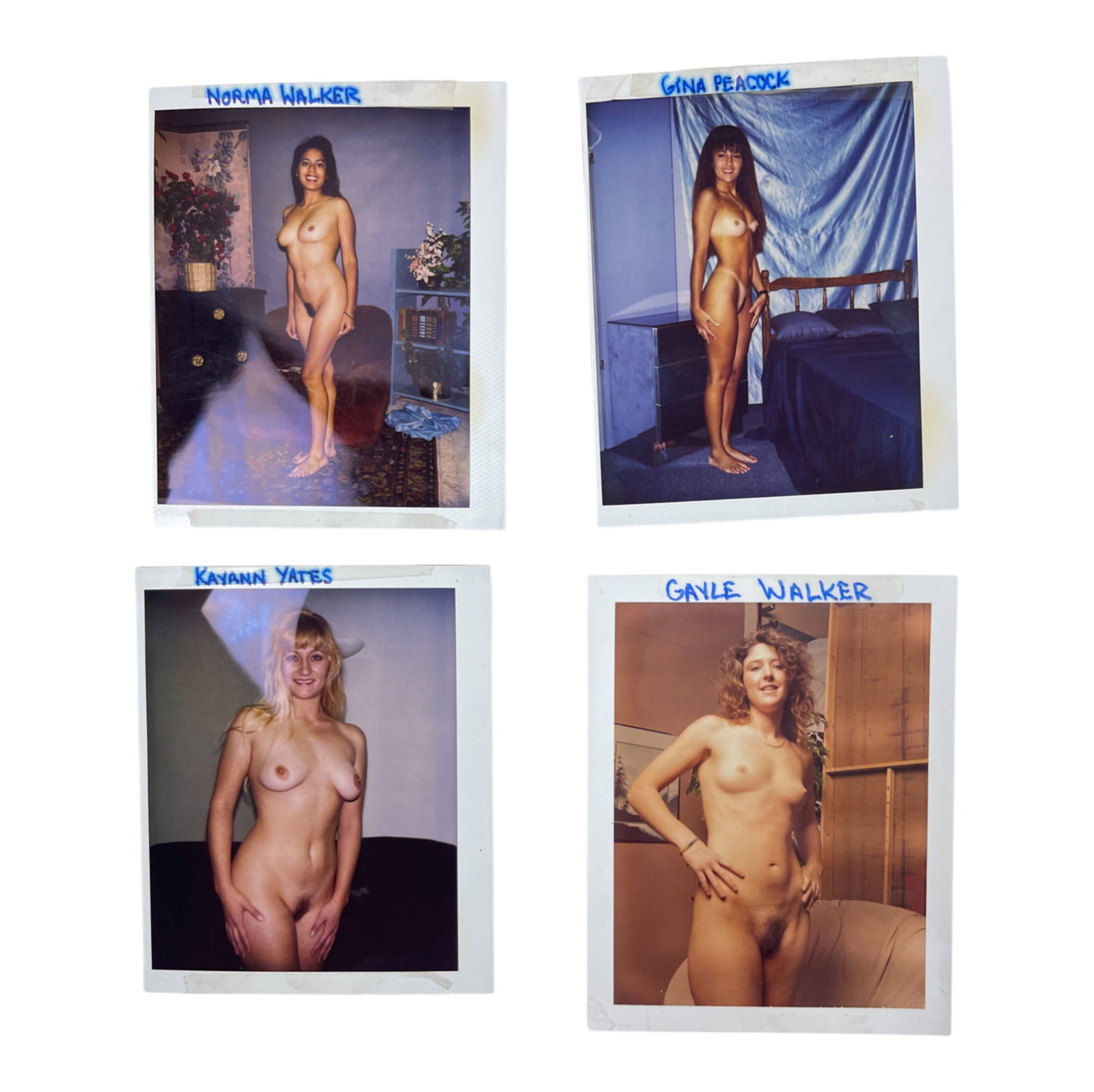 Vintage Nude Polaroid Erotica Burlesque Photo: Original vintage Polaroid photograph featuring an nude model, believed to be taken during a production shoot for a bondage-themed magazine. This unique piece captures raw, unfiltered imagery character