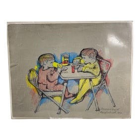 Vintage Pastel Painting on Paper Signed by MARCEL LISSEK
