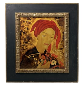 Oil Lacquer Painting on Panel by Alix Ayme