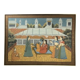 Vintage Indian Mugal oil Painting on Canvas
